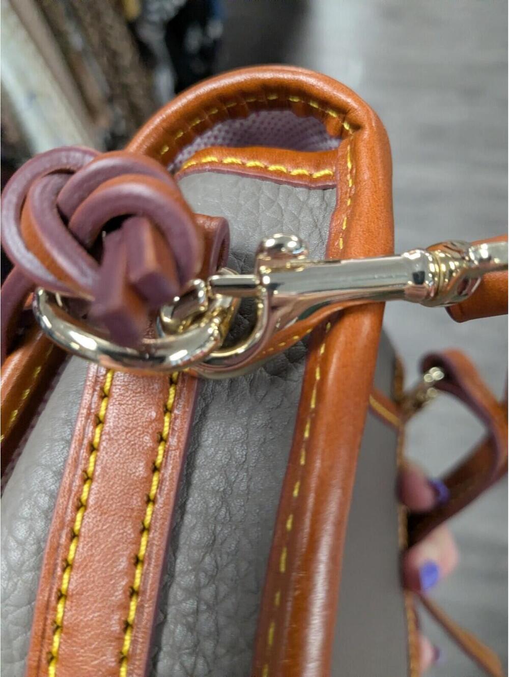 Dooney & Bourke All Weather Leather 2 Duck Bag Crossbody Dark Grey Tan - Picture 6 of 9